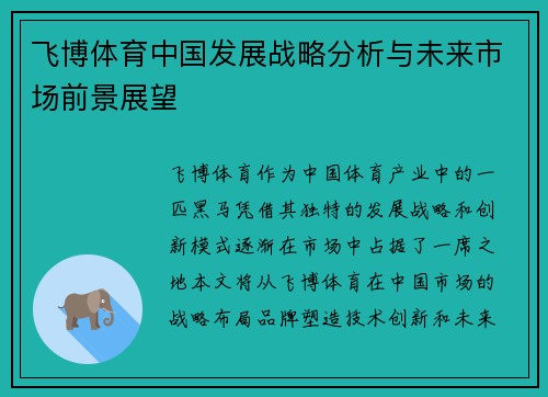 飞博体育中国发展战略分析与未来市场前景展望